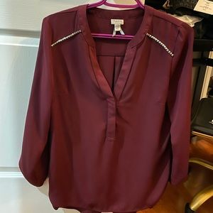 Dynamite maroon medium blouse long sleeves